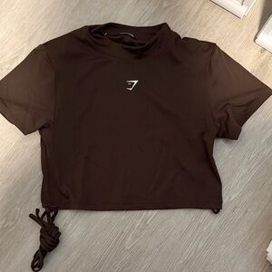 Gymshark Dark Brown Crop Top with wrap waist - Medium